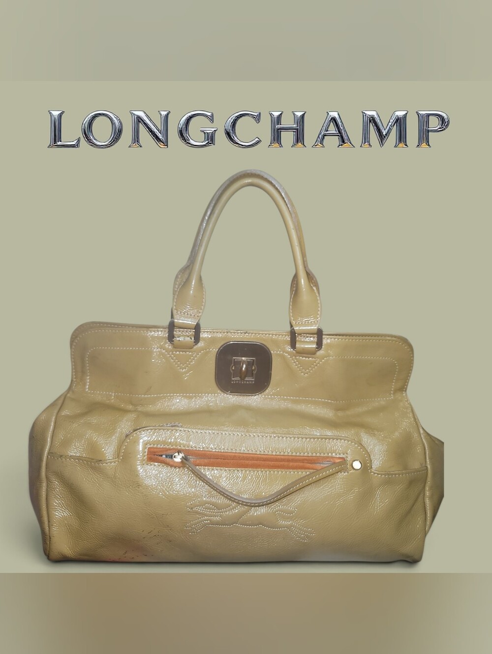 Longchamp Gatsby Turnlock Patent Leather Handbag Satchel